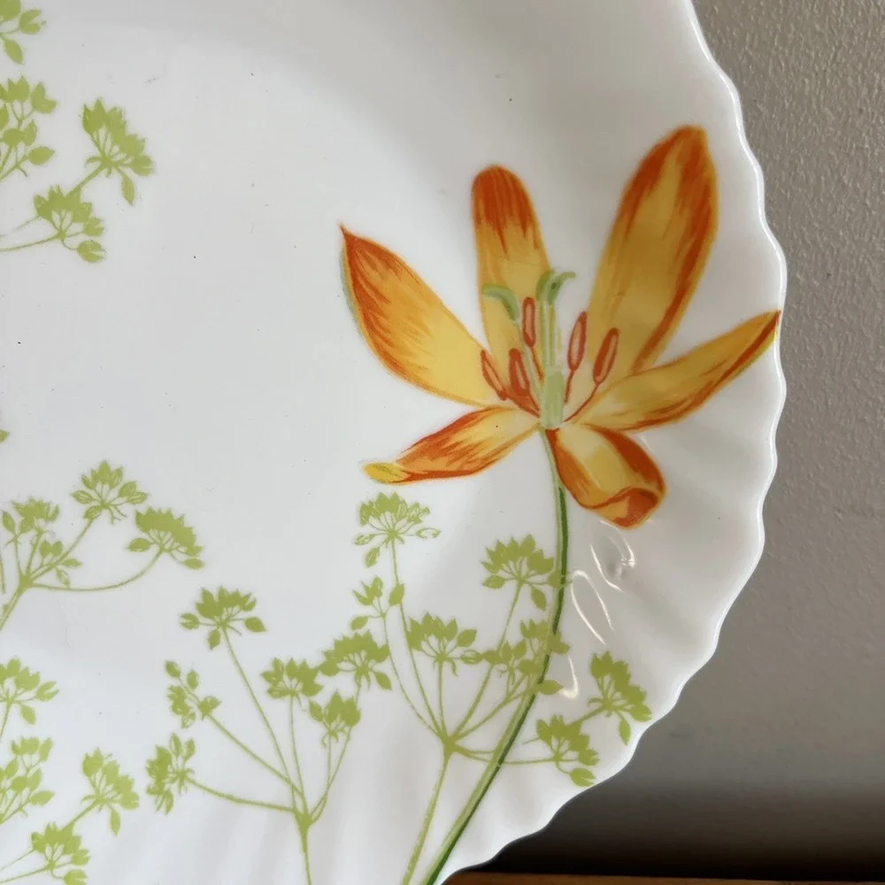 Vintage‎ Luminarc France Salad Plate Floral Orange Day Lily MCM Cottagecore RARE